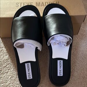 Steve Madden Black Slide Sandals